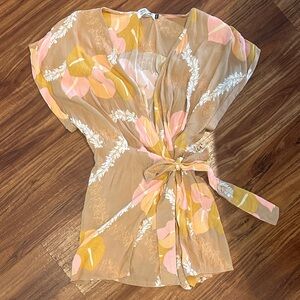 Fighting Eel XS Anthurium romper. Tie side.